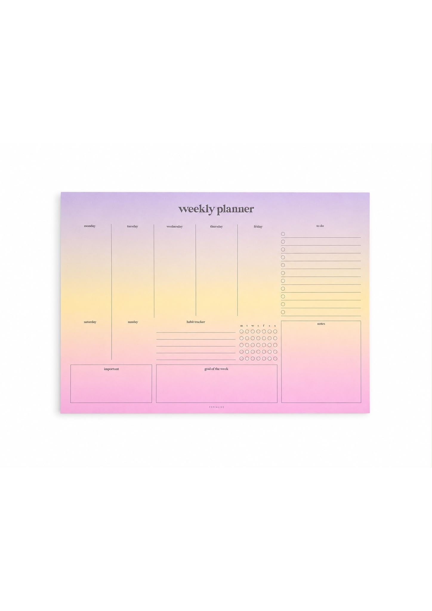 Planificateur hebdomadaire « Sunset »